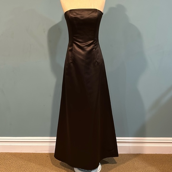 Jessica McClintock Dresses & Skirts - Vintage Jessica McClintock Brown Strapless Satin A-line Maxi Dress size 4
